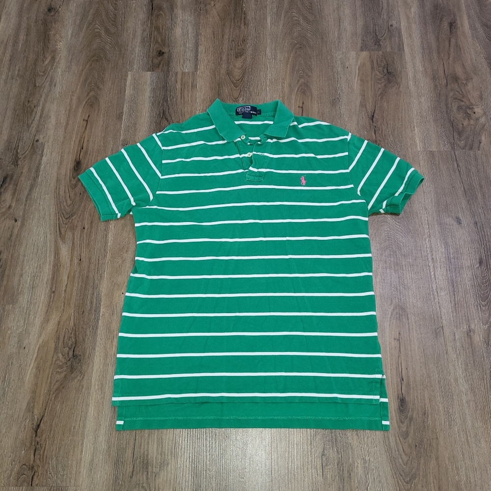 Polo Ralph Lauren Polo Shirt Green Cotton Knit Pony Preppy Casual Mens Large